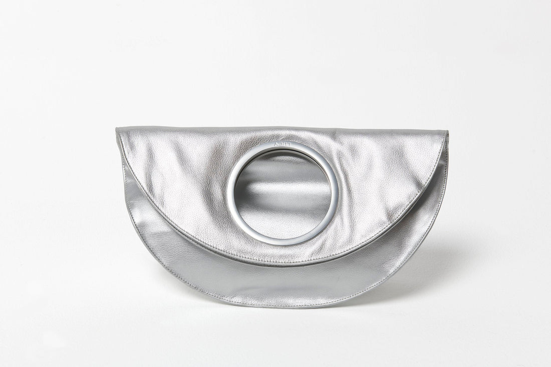 Metallic Silver — flat studio shot, white background, front face, bag upright